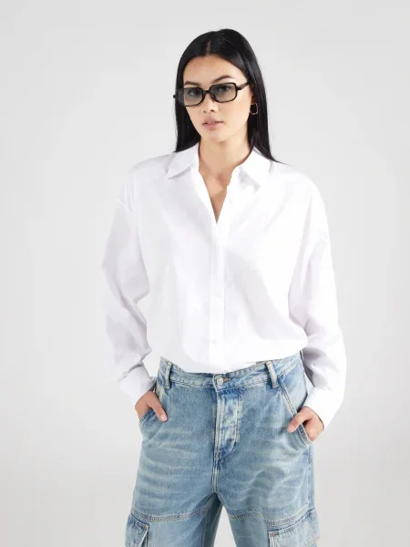 HUGO Cămașă Elisana_B Oversize alb