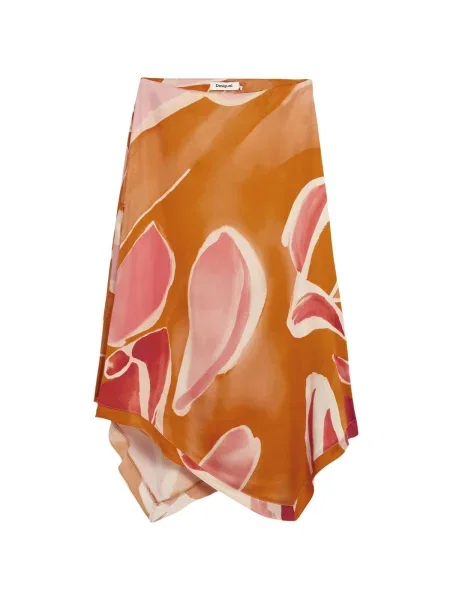 Midi sukňa Desigual oranžová