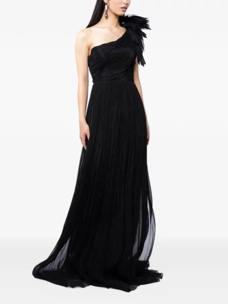 Rochie maxi Monarh cu volane asimetrică negru