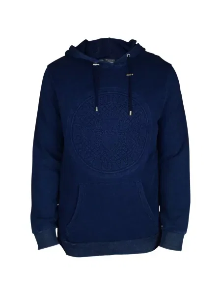 Hanorac cu glugă Balmain cu autograf albastru