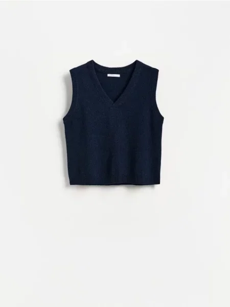 Reserved Vestă de lână bleumarin