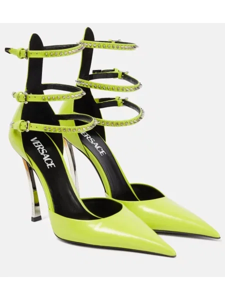 Pantofi cu toc Versace din piele verde