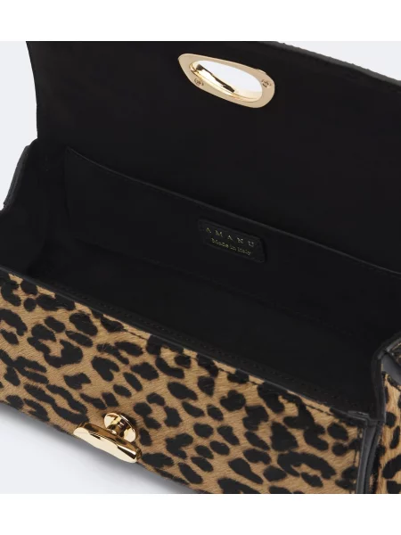 Geantă plic Amanu cu imagine cu model leopard bej