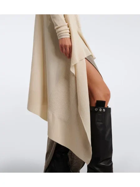 Cardigan Rick Owens de lână asimetric alb