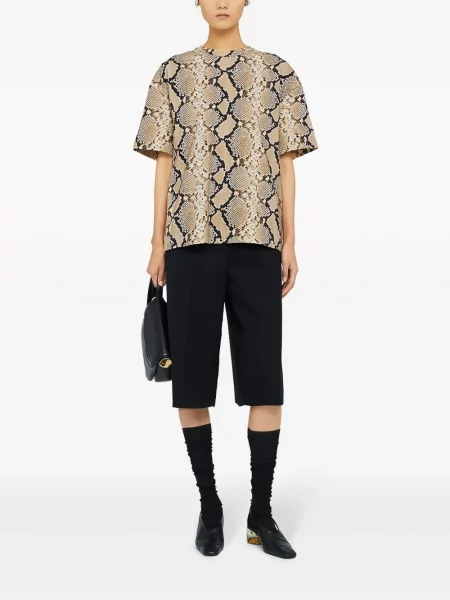 Raštuotas marškinėliai Jil Sander ruda