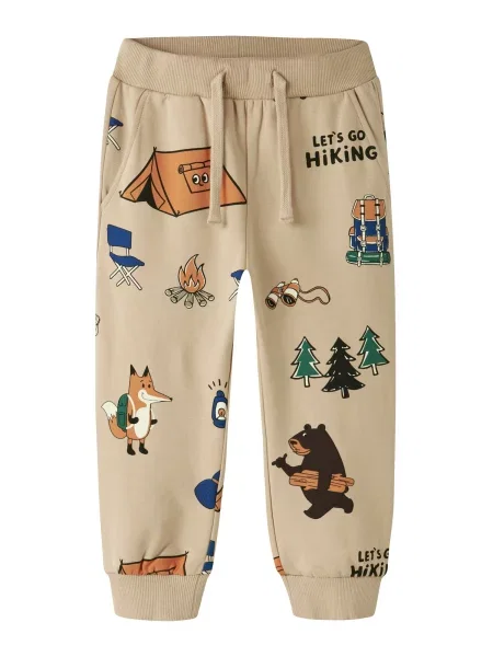 NAME IT Pantaloni NMMOSWALD albastru închis / maro cappuccino / negru alb