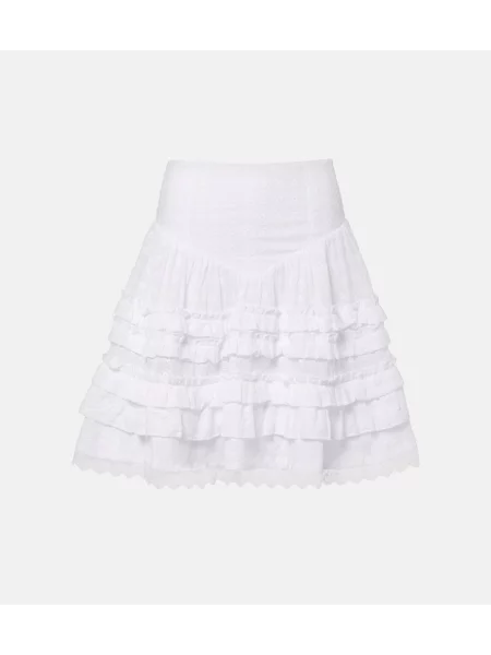 Fustă Ganni cu broderie alb