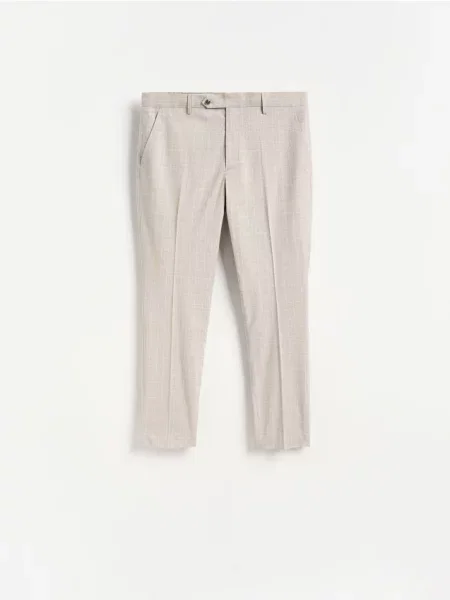 Reserved Pantaloni slim eleganți ecosez cafeniu