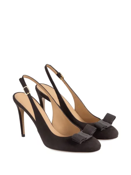 Pantofi cu toc Ferragamo cu funde slingback maro