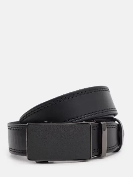Шкіряний ремінь Borsa Leather з ремінцями чорний