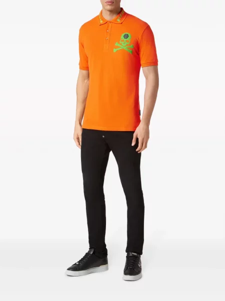 Raštuota polo marškinėliai Philipp Plein oranžinė