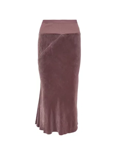 Fustă midi Rick Owens de catifea violet