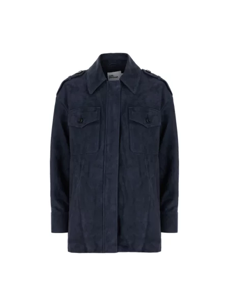 Kurtka skórzana Self-portrait niebieska