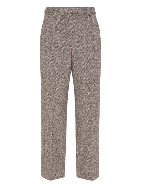 Pantaloni Brunello Cucinelli din tweed maro