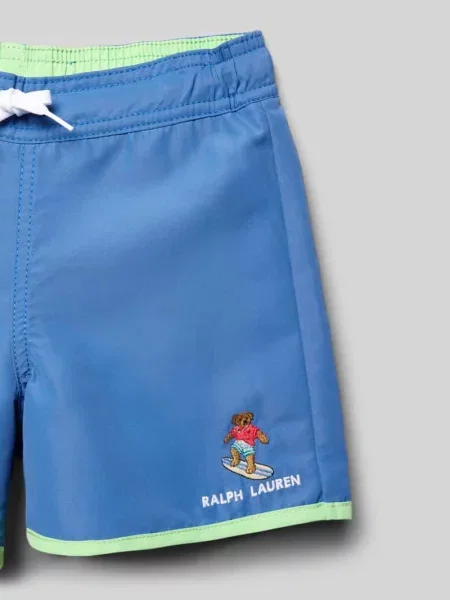 Szorty kąpielowe w kroju regular fit ze sznurkiem w tunelu i z Polo Bear Polo Ralph Lauren niebieska