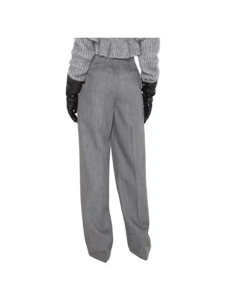 Pantaloni Elisabetta Franchi de lână cu cordon gri