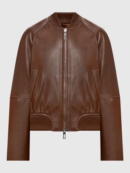 Шкіряний бомбер AMOUR Max Mara Sportmax коричневий