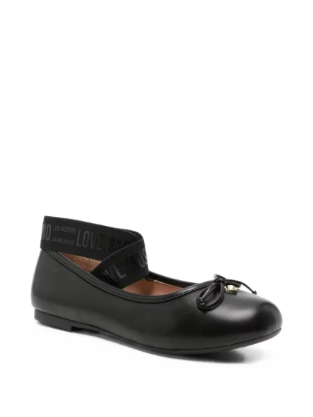 Balerini Love Moschino cu funde cu bretele negru