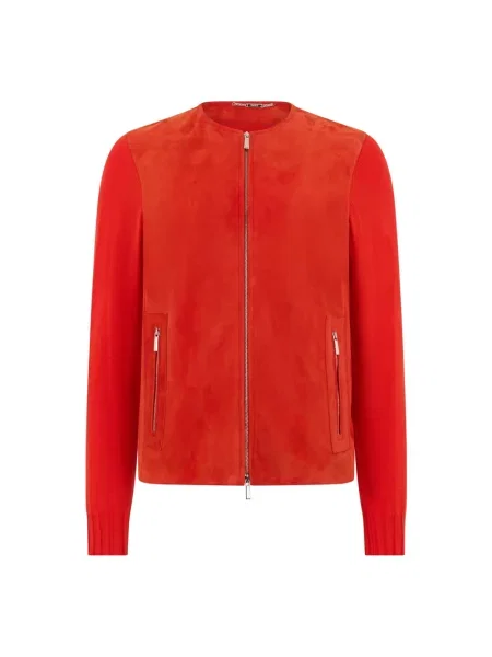 Kurtka skórzana Moorer czerwona