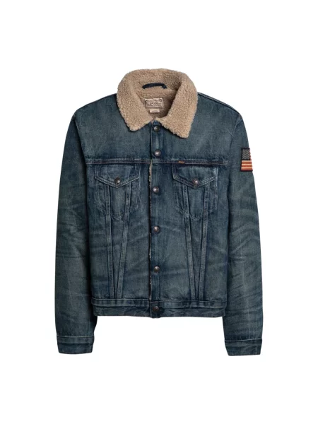 Kurtka skórzana Polo Ralph Lauren niebieska