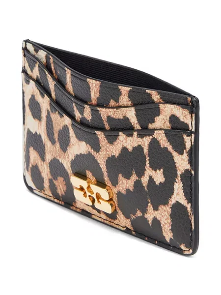 Portofel Ganni cu imagine cu model leopard maro