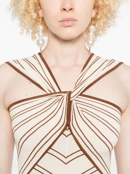Rochie Zimmermann cu dungi de costum maro