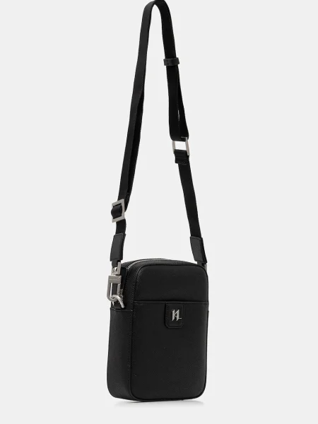 Karl Lagerfeld Bőr oldaltáska K/Monogram fekete