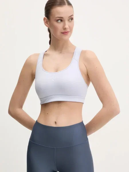 Спортен сутиен Puma PUMA x HYROX с изчистен дизайн синьо