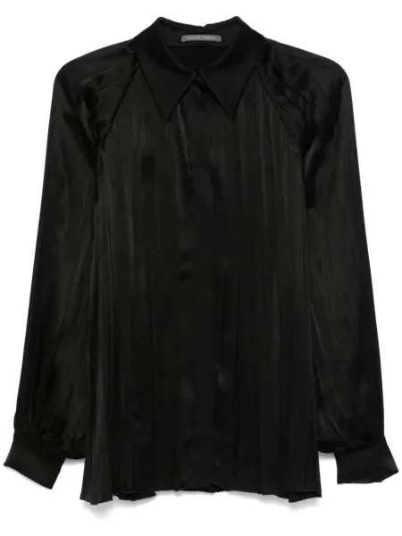 Cămașă Alberta Ferretti din satin plisată negru