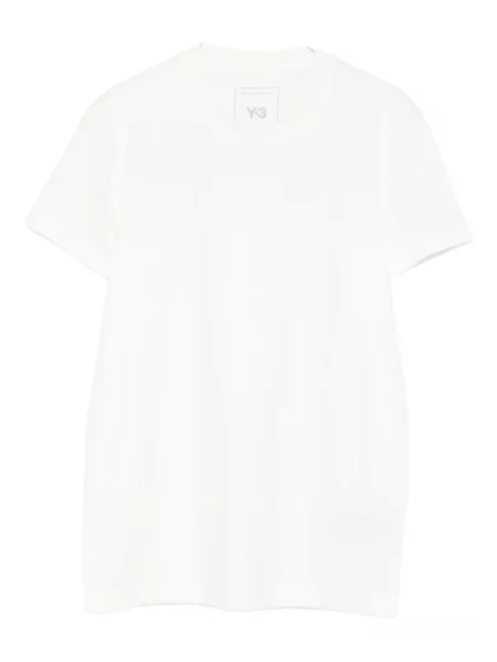 Tricou Y-3 cu decolteu rotund scurt alb