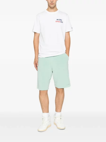 Pantaloni scurți Mc2 Saint Barth din material terry cu cordon verde