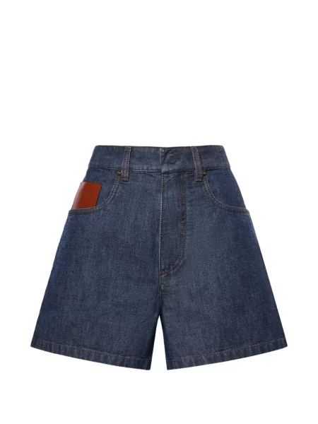 Pantaloni scurți din denim Fendi cu autograf albastru