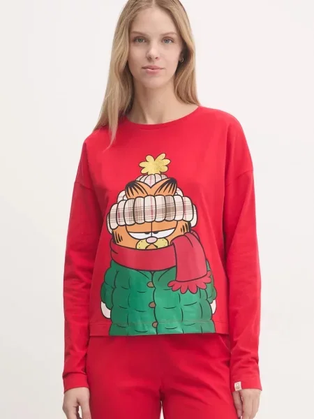 United Colors of Benetton longsleeve de pijama x GARFIELD rosu roșu