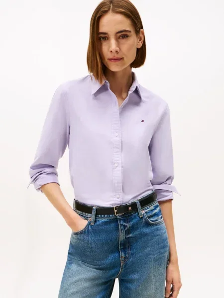Tommy Hilfiger bluzka koszulowa Oxford Kobiety lila jednolity 34