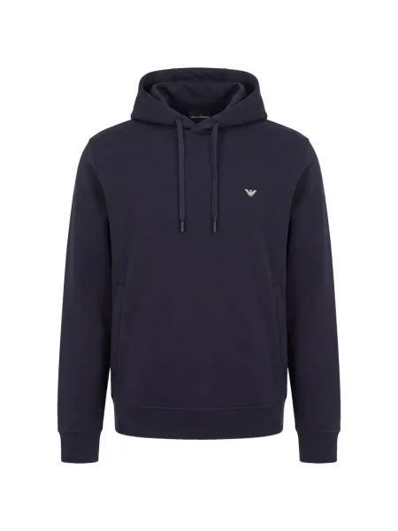 Hanorac cu glugă Emporio Armani cu autograf cu cordon albastru