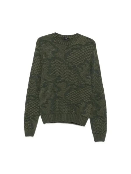 Dzianinowy sweter Etro zielony