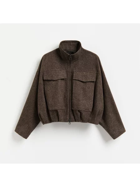 Reserved Oversize bomber bunda pudrově hnědá