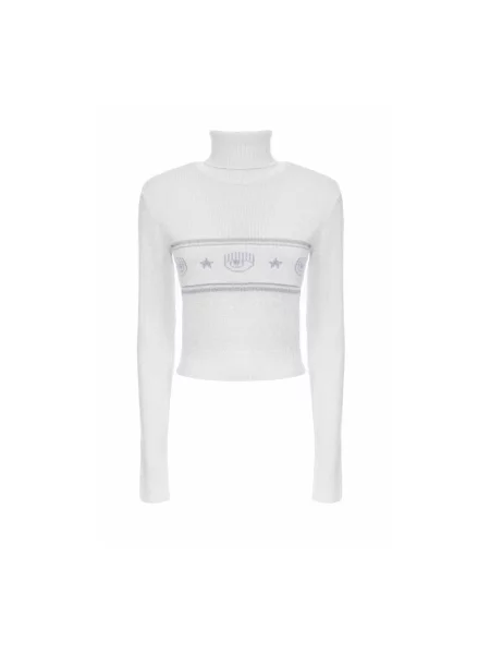 Sweter z golfem Chiara Ferragni Collection do golfa biały