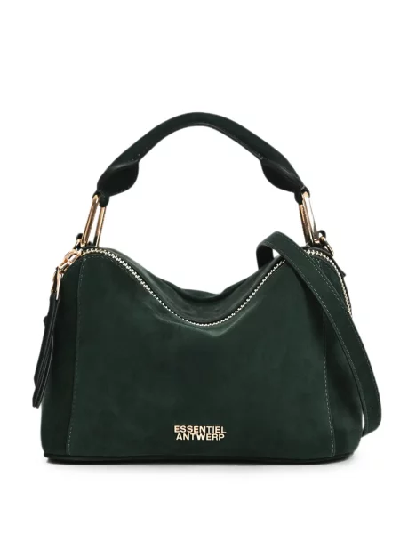 Geantă Essentiel Antwerp din piele de căprioară verde