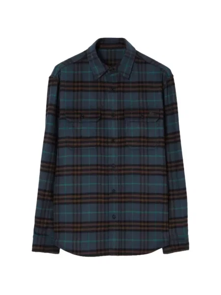 Cămașă Burberry de lână în carouri albastru