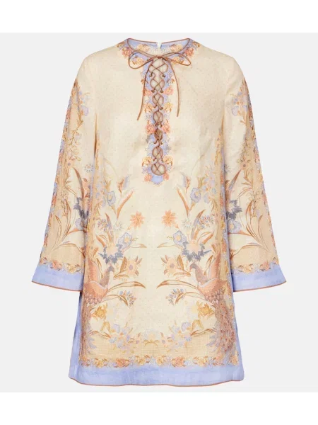 Tunică Zimmermann de in cu model floral galben