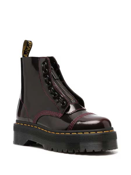 Cizme scurte Dr. Martens cu șireturi din dantelă roșu
