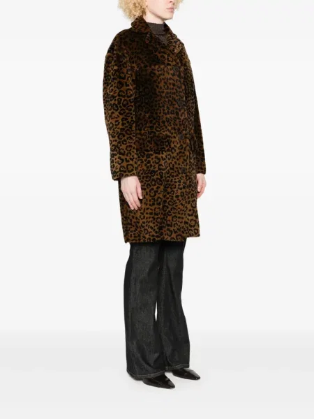 Palton Salvatore Santoro cu imagine cu model leopard maro