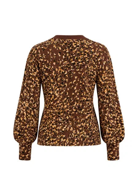 Cardigan Twinset cu imagine cu model leopard cu decolteu în V maro