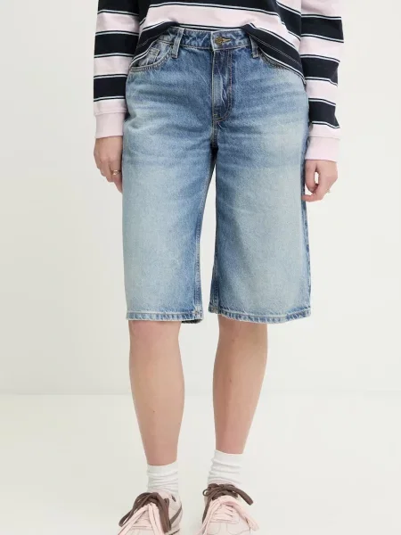 Guess Jeans pantaloni scurți de damă din denim albastru