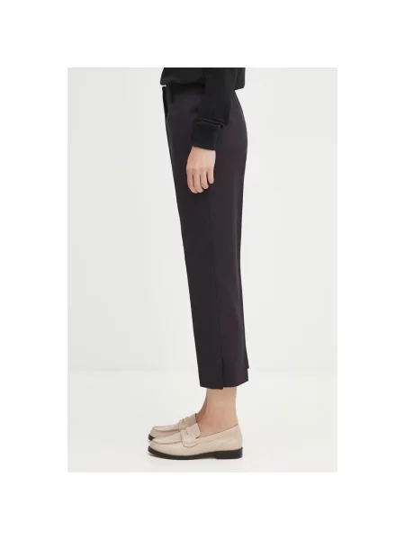 Kenzo spodnie wełniane Weave Cropped granatowy dopasowane high waist niebieskie