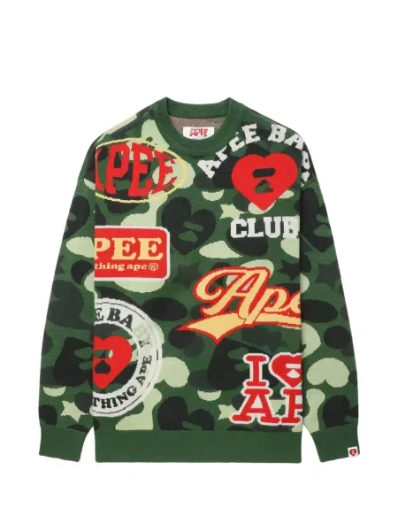 Pulover Apee™ By *a Bathing Ape® cu model camuflaj verde