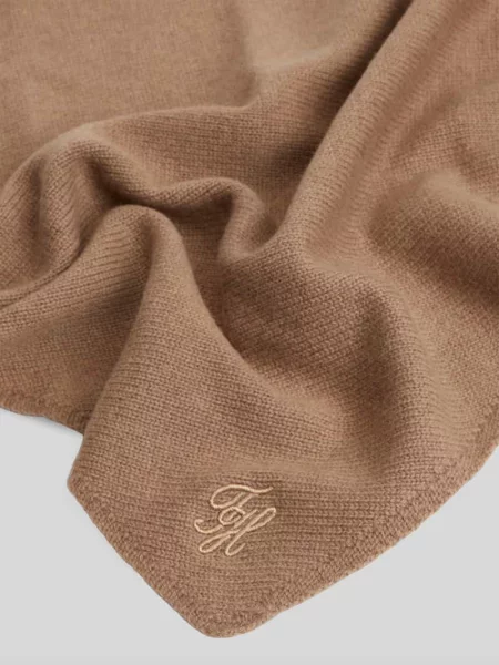 Szal Tommy Hilfiger wełniana brązowa