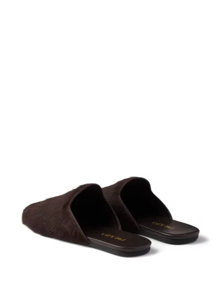 Papuci tip mules Prada din piele maro