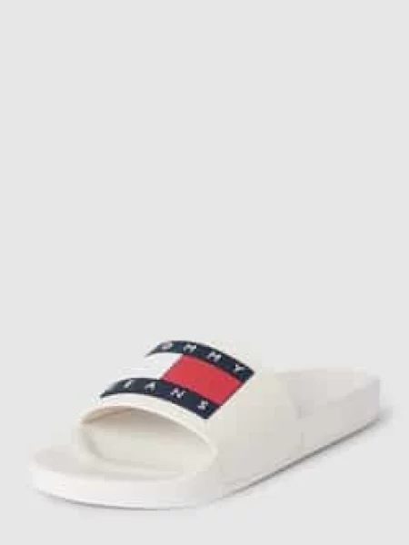 Klapki Tommy Jeans Flag Pool Slide Ess ecru białe